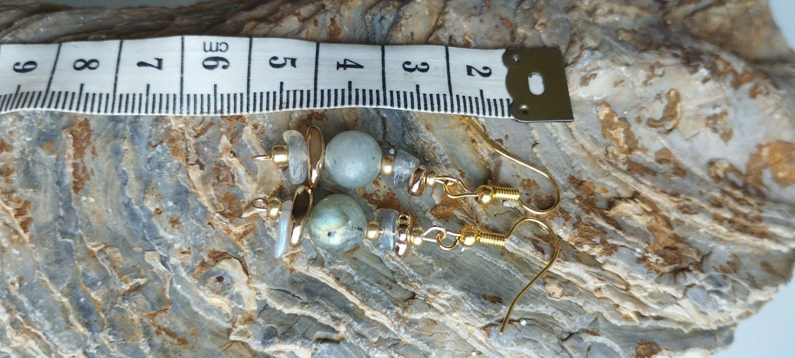 🧿🎁🪨Beautiful Labradorite and Hematite Earrings Gold Plated🪨🎁🧿 – photo 9